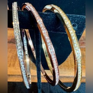 Kate Spade Gold, Silver and Rose Gold Crystal bangle Bracelet set